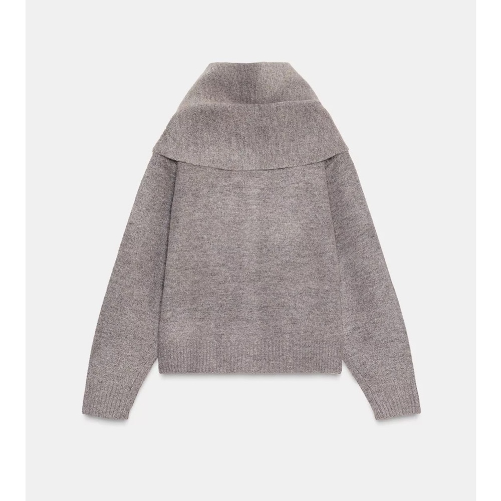 Zara Gray Scarf Knit Cardigan - Picture 4 of 8